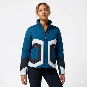 Obermeyer chevron puffer jacket down insulated XL blue